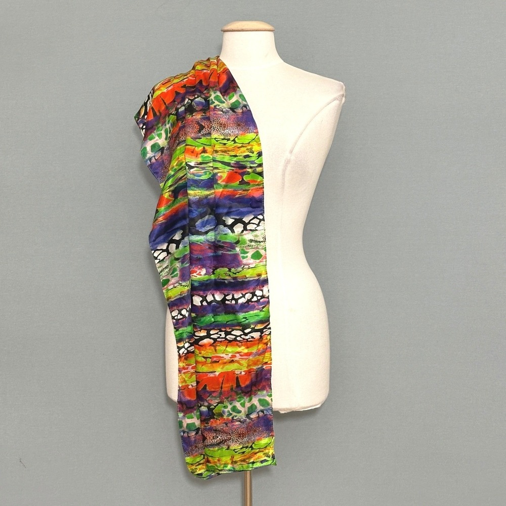 Evolve Silky Colorful Abstract Art Rectangular Scarf Dopamine Statement Artsy